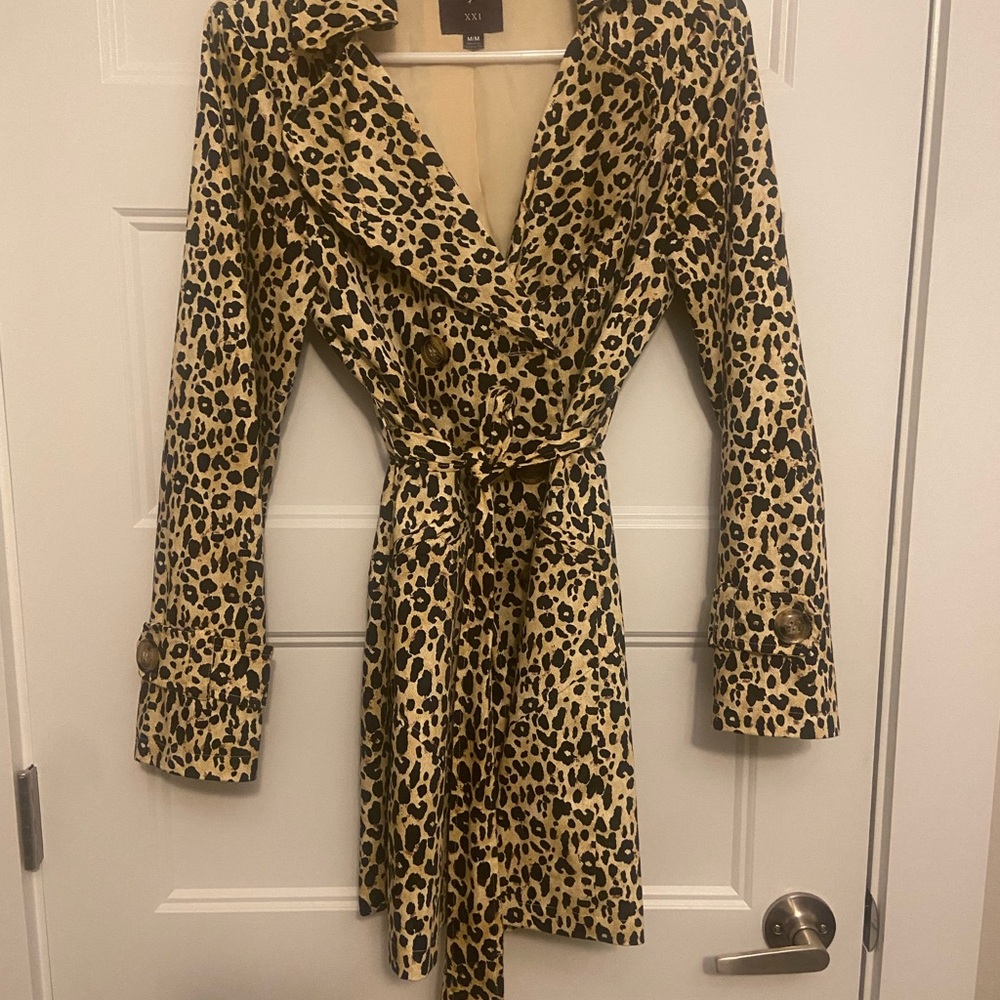 Leopard Print Trench Coat